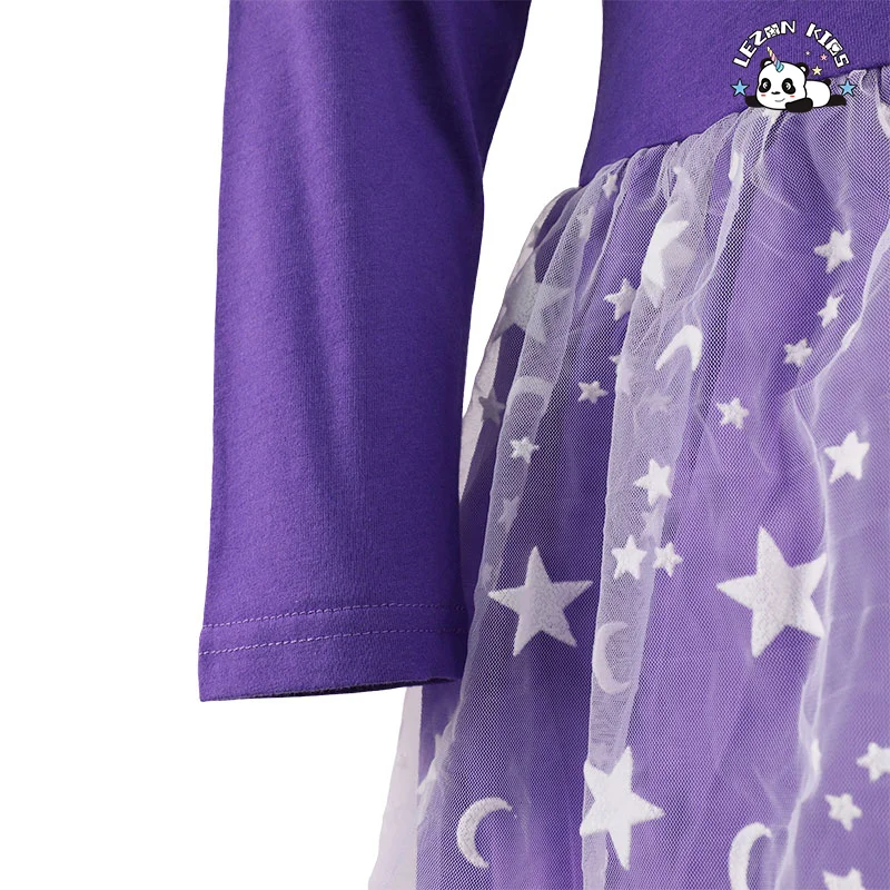 LEZONKIDS - Vestido de Festa para Meninas Bebês de Alta Qualidade Personalizável com Impressão de Lantejoulas e Manga Longa em Tule